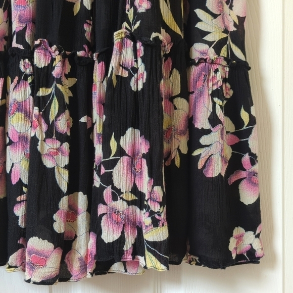 Intimately Free People Onyx Garden Party Floral Tiered A-Line Maxi Dress Black - Picture 10 of 14